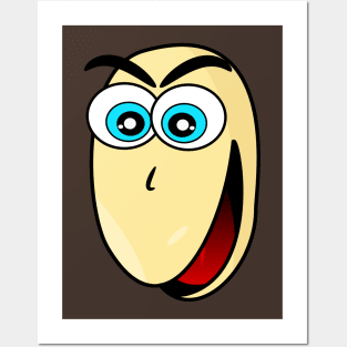 Excited Funny Face Cartoon Emoji Posters and Art